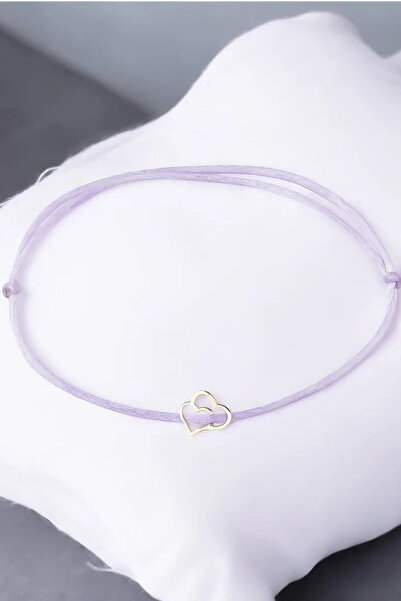 Glorria 14 Ayar Altın Kalpli Ipli Kadın Bileklik