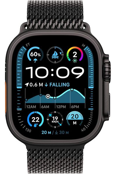 Apple Watch Ultra 2 GPS + Cellular 49mm Black Titanium Case with Black Titanium Milanese Loop - M