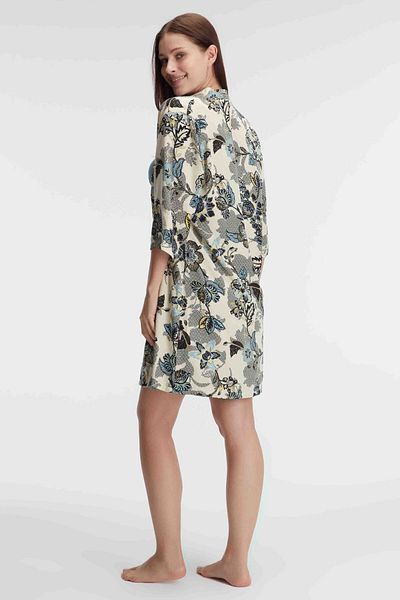 Anıl 5692 Curea cu frânghie, cu decolteu în V, pentru femei, din viscoză, cu modele florale de vară, mini dantelă, cu detalii, cămașă de noapte