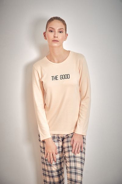 Fulla Moda The Good Text Printed Crew Neck 2 Piece Σετ πιτζάμες