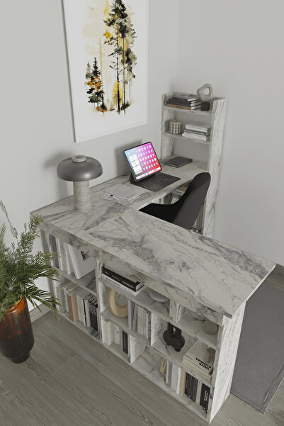 AYMOBSAN Venedik 13 Raflı Çalışma Masası, Frezya