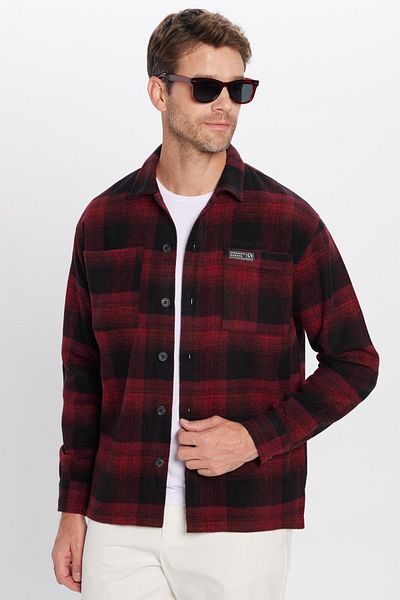 Tudors Men's Relax Fit Relax Fit Lumberjack Double Pocket Checked Slit Winter Shirt