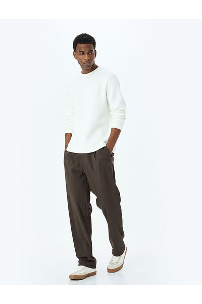 Koton Long Sleeve Cotton Blended Textured Basic Crew Neck Sweatshirt