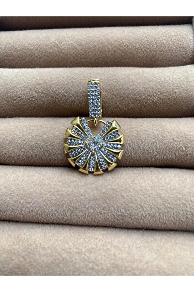 illys Gold Zirkon ve Baget Taş Yuvarlak Ajda Charm veya Kolye Ucu