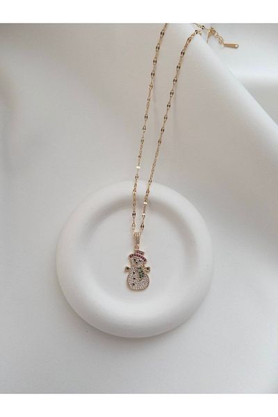 minnejewelry Steel Necklace - Steel Snowman Necklace - Steel Christmas Necklace