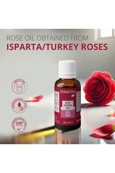 Dermoten Rosenöl Therapeutische Hautpflege, reines ätherisches Öl für Aromatherapie und Massage, beruhigend, H