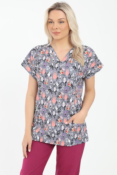 Arme medikal Scrubs chirurgical cu model Lycra de culoare închisă - Doctor, Asistentă, Veterinar, Dentist Single Top