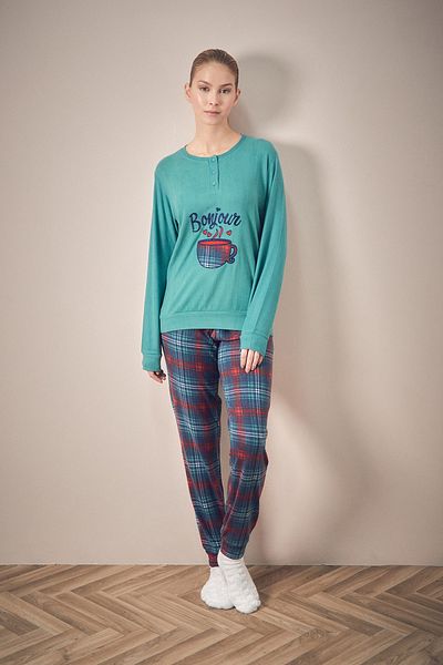Fulla Moda Bonjour Summer Embroidered Velvet Pajamas Set of 2
