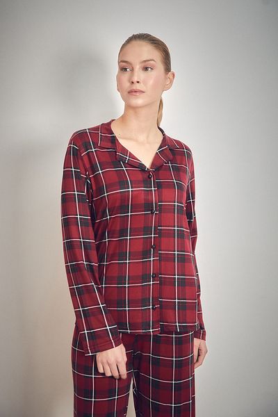 Fulla Moda Set de 2 pijamale cu guler cămașă cu model în carouri