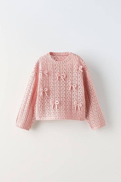 anonim Pulover din croșetat pentru fete roz La'ciel Paris Knitwear
