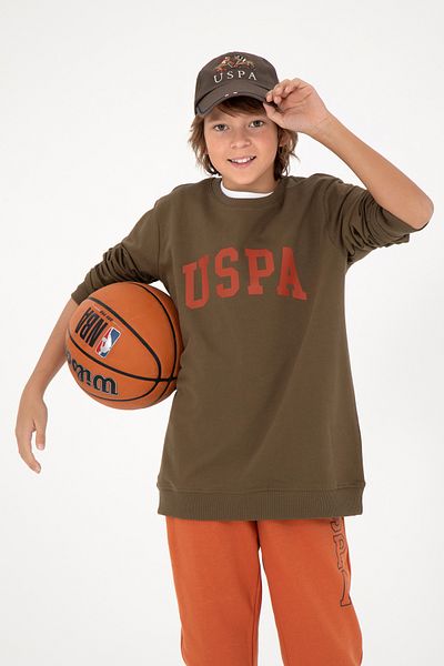 U.S. Polo Assn. Boy's Khaki Basic Crew Neck Sweatshirt 50293474 -Vr027
