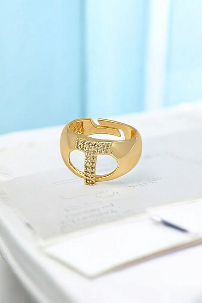 Çlk Accessories Premium Letter t Ring Rhinestone Letter Ring