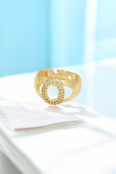 Çlk Accessories Premium O Letter Ring Stone Letter Ring