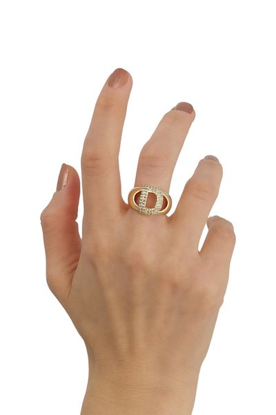 Çlk Accessories خاتم حرف D فاخر بحروف حجرية