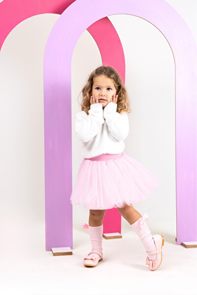 kids A more Princess Ribbon Detailed Girls' Ballerina Shoes Powder Pink