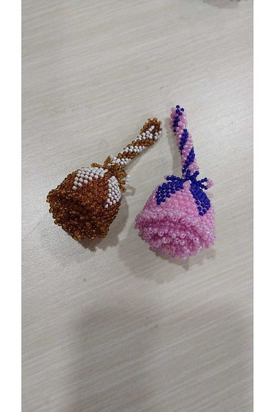 Papatyam 2 pieces of handmade bead keychain/handcrafted keychain/domestic work keychain/handmade