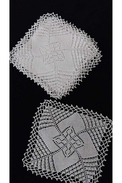 Papatyam 6 Pcs Lace Napkin - 22X22 cm Vintage Cotton Craft Set
