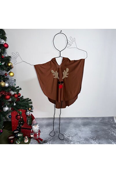 Dimmel Costume Kahverengi Yılbaşı Geyik Pelerin, şık ve sevimli yılbaşı temal...