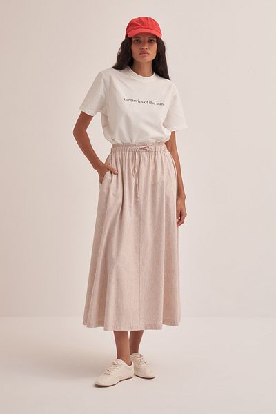 EBU Prive Women's Organic Cotton Skirt - Stitching Detail and Natural