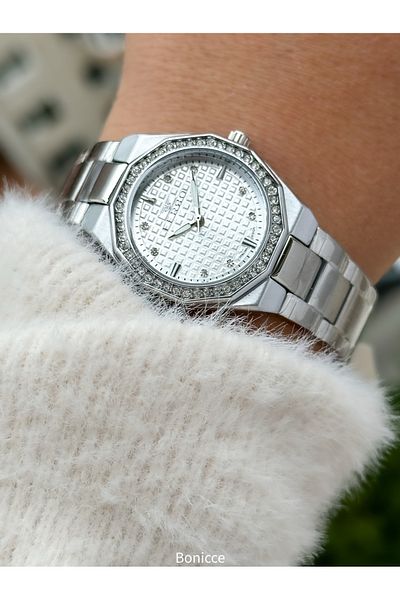FERRO Brand Silver Color Steel Band Women Wrist Watch+Bracelet