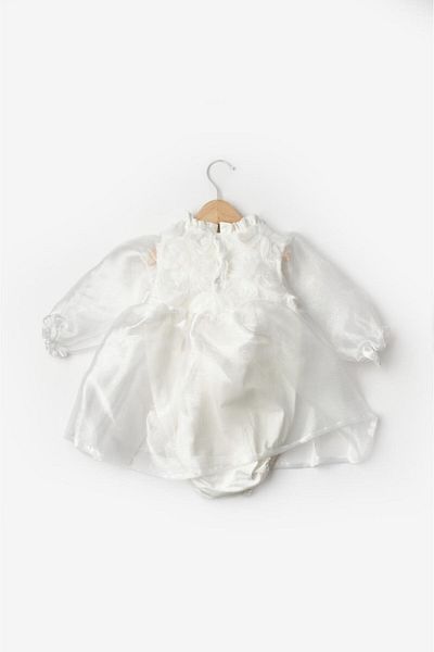 Le Mabelle Rose Detailed Baby Girl Dress with White Tulle Skirt - Ophelia