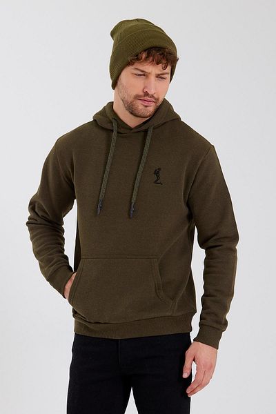 Polo State Ανδρικό φούτερ Khaki - Κέντημα σκελετού, κουκούλα, 3 κλωστές