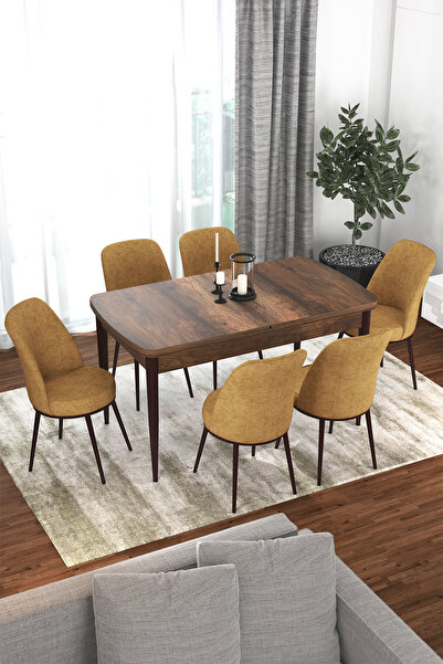 Canisa Concept Zen Serisi 80x132 MDF Açılabilir Barok Ahşap Desen Masa Takımı...