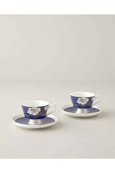 English Home Evelina New Ottoman 4-Piece 2-Person Coffee Cup Set - 90 ml Dark Blue
