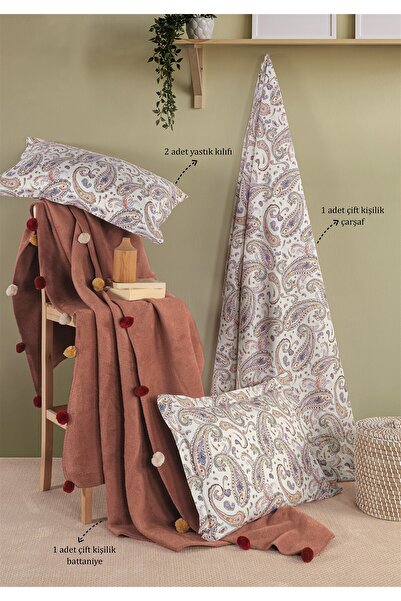 Evim Cotton Tile Dowry Blanket Set Double - 200X220 cm