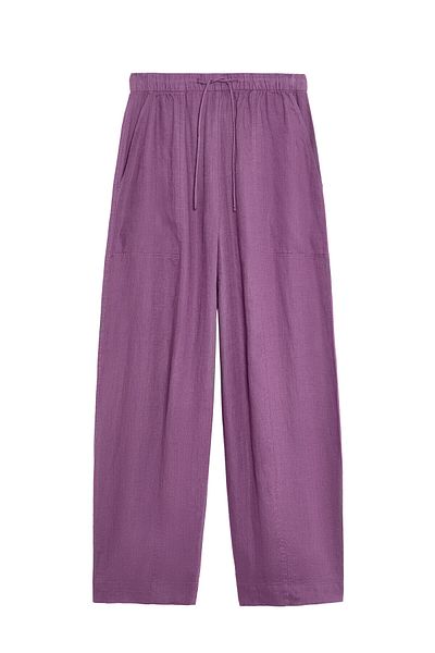 Oysho 100% Linen Barrel Trousers