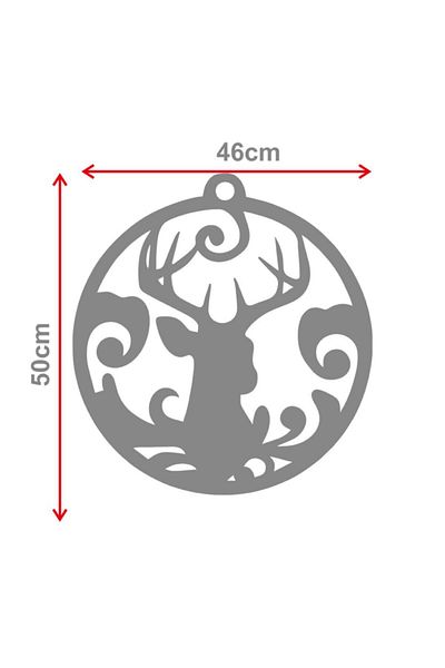MIGNATIS Christmas Decorations Deer Inside Horned Cylinder Window Decal 46x50cm - Yellow