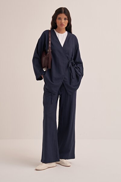 EBU Prive Navy Blue Organic Cotton Kimono Set - Women