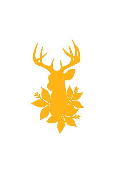 MIGNATIS Christmas Decorations Flower Patterned Deer Decoration Glass Sticker 27x50cm - Yellow