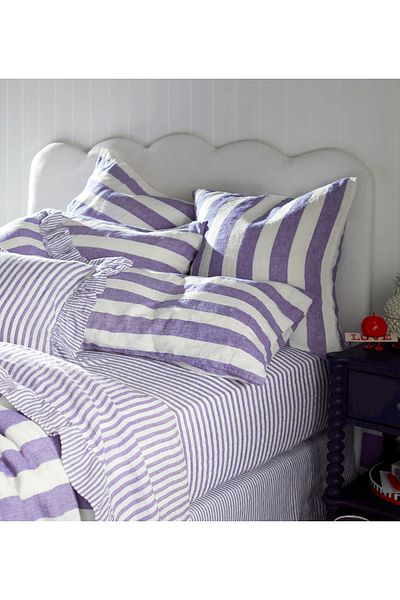 CAQQA Sherry Stripe Burgundy Panel Woven Double Duvet Cover Set