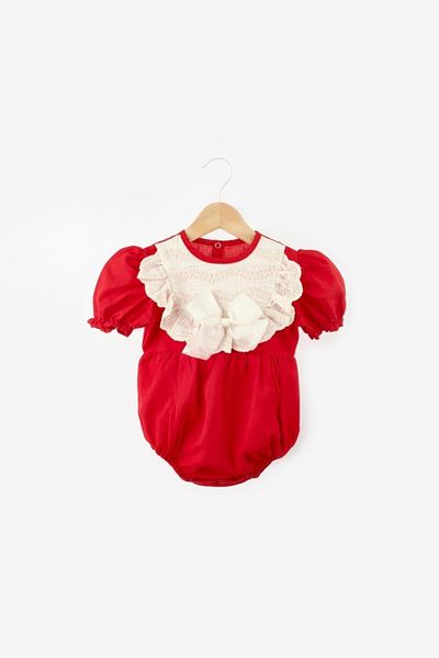 Le Mabelle Short Sleeve Romper with Scallop Detail for Baby Girl - Sarah