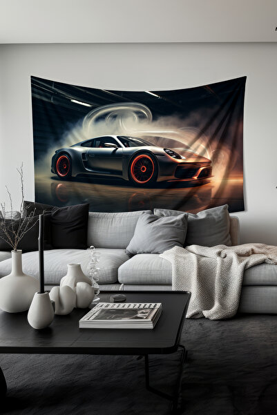 Moud's Hızlı ve Havalı Araba Desenli Duvar Halısı Duvar Örtüsü Tapestry Süet ...