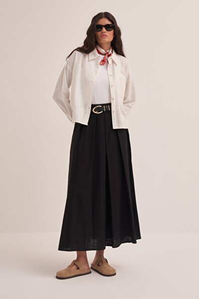 EBU Prive Μαύρη γυναικεία φούστα από οργανικό βαμβάκι