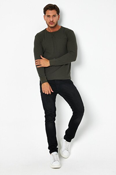 Polo State Μακρυμάνικο μπλουζάκι με βασική εφαρμογή Erkrk Waffle Special Textured Fabric