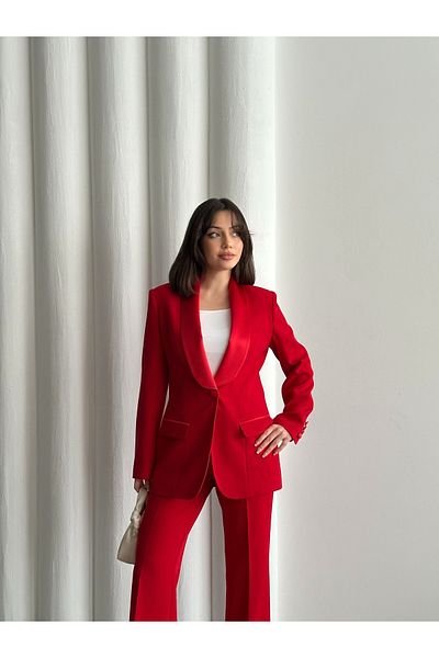 Vuntal BUTİK Satin shawl collar double suit Blazer