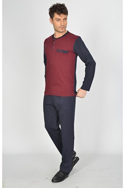 ANCELO Ανδρική μακρυμάνικη βαμβακερή προίκα πιτζάμες 1032