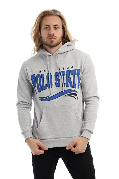 Polo State Ανδρικό φούτερ Polo State με κουκούλα με 3 κλωστές με κουκούλα γκρι μελανζέ