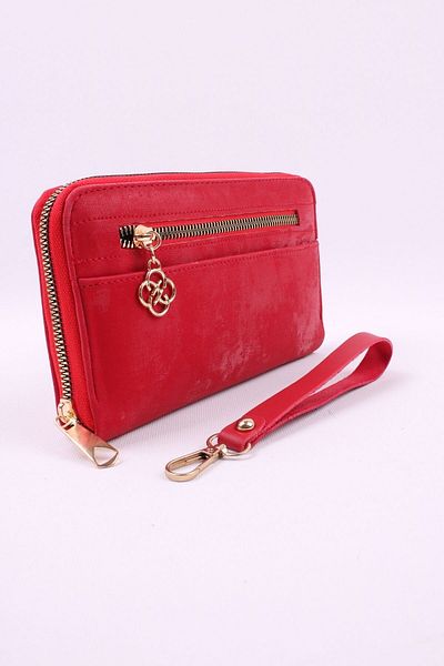GALB LEATHER Portofel de mână pentru femei de dimensiuni mari, cu curea de mână, 2 compartimente pentru monede cu fermoar și 12 compartimente pentru carduri 20x12 cm