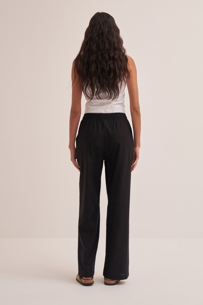 EBU Prive Women's Black Organic Cotton Palazzo Trousers - Wide Leg