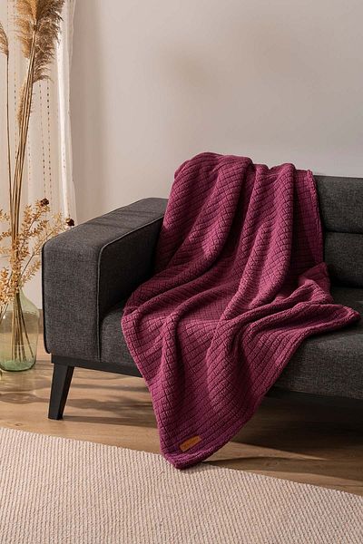 Rivaİstanbul Pătură de pluș cu carouri Wellsoft - 100x170 cm Dusty Rose