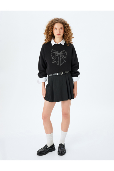 Koton Mikina s dlouhým rukávem s dlouhým rukávem a štrasovým potiskem