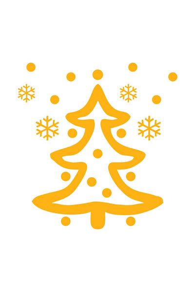 MIGNATIS Oval Decorated Christmas Tree Sticker Decal 47x50 cm - Yellow