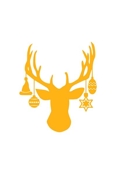 MIGNATIS Christmas Decorations Deer Head Decoration Glass Sticker 42x50cm - Yellow