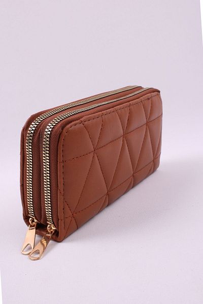 GALB LEATHER Дамски портфейл с голям размер - 3 ципа, отделения за монети, 8 отделения за карти, 20X12 см ръчно портфолио