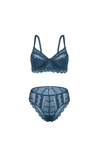 Wonna Set sutien și chiloți Blue Lace Minimizer - Semi-burete cu sârmă 2483