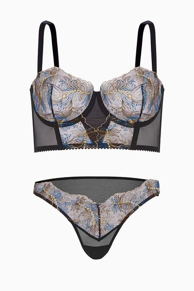 Wonna Μαύρο Glittery Tulle Brodeled Bustier και Σετ σουτιέν - Χωρίς Κάψα - Μόδα - 2586